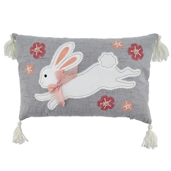 Saro Lifestyle SARO 9042.GY1320BP 13 x 20 in. Oblong Poly Filled Throw Pillow with Grey Bunny Design 9042.GY1320BP